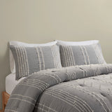 INK+IVY Kara  3 Piece Cotton Jacquard Comforter Set II10-1270 Gray