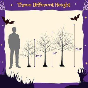 English Elm 3 Pack Halloween Spooky Tree Set with Purple LED Lights, 4ft‑6ft Hinged UV‑Resistant Indoor Decor (96) PX283443AAF