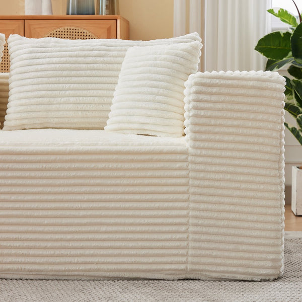 English Elm Modular cloud-inspired sectional sofa with chaise — no assembly, corduroy comfort for family rooms White W2311S00002