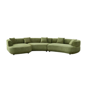 English Elm 155.91 Inch Green Quilted Curved Modular Sectional Sofa with Six Seats and Lumbar Pillows W2582S00198
