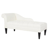 English Elm Harrison Tufted Roll Arm Chaise Lounge, Antique White Polyester