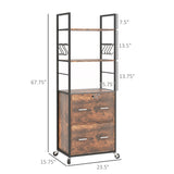 English Elm Vinsetto 2 Drawer Mobile File Cabinet With Lock & Hanging Bar, Rustic Brown