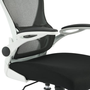 OSP Home Furnishings Mesh Back Ergonomic Office Chair with Lumbar Support Flip up Arms and Foam Seat Cushion White EMW96809C-3