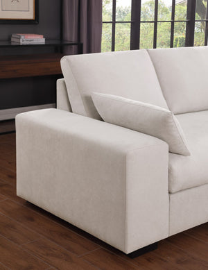 English Elm Joviel Woven Fabric Sectional with Chaise Ottoman Pocket Coil Living Room Sofa Beige B2749S00264