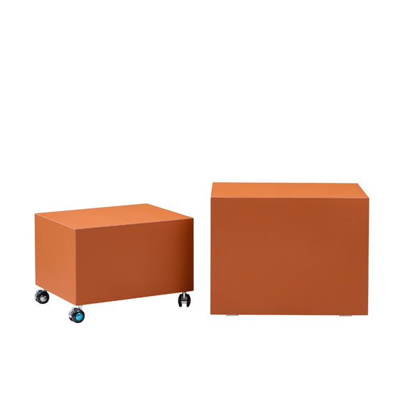 English Elm Modern Saddle Leather Upholstered Side Table Compact Mdf Frame for Living Room Orange W2085P400865