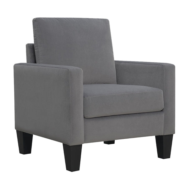 English Elm 1pc Mid-century Modern Accent Chair Microfiber Upholstery Tapered Legs Cozy Seating Gray B011P201583