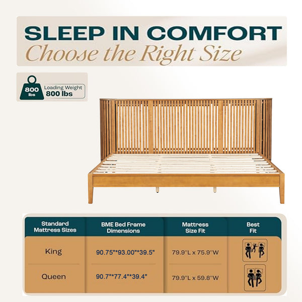 English Elm Christopher Knight Home® - Queen Solid Wood Bed with Slat Headboard, Dual 3-Layer Side Storage & Display Shelves, Sturdy Framing N758Q532728N