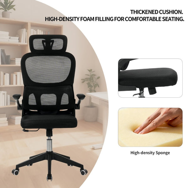 English Elm High Back Mesh Ergonomic Task Chair with 3d Headrest Lumbar Support for Home Office W3851P407538
