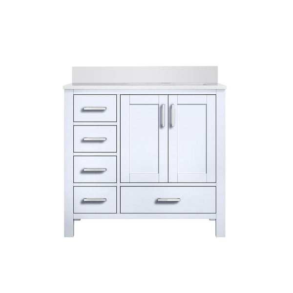 English Elm White Bath Vanity 36" W X 22" D With Cultured Marble Top – Sleek Storage & Soft-Close Convenience! B2731P259022-GIGA