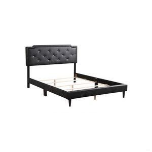 English Elm Elegant Tufted Queen Bed Frame with Adjustable Headboard, Support Slats & Durable Legs for Comfort and Style Black 5.5 L x 22.5 W x 65.5 H B078118231
