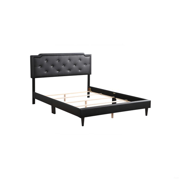 English Elm Elegant Tufted Queen Bed Frame with Adjustable Headboard, Support Slats & Durable Legs for Comfort and Style Black 5.5 L x 22.5 W x 65.5 H B078118231