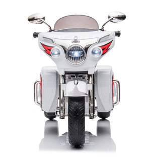 English Elm 12v Kids Electric Ride on Motorcycle with Led Lights Bluetooth Music and Storage Trunk White W1760P237293