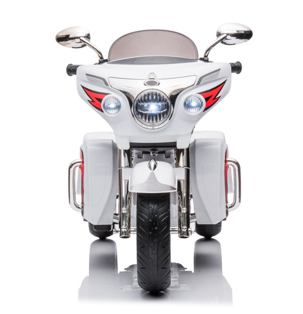 English Elm 12v Kids Electric Ride on Motorcycle with Led Lights Bluetooth Music and Storage Trunk White W1760P237293