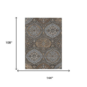 9x12 Indoor Outdoor Ogee Area Rug Washable Polyester Stain Resistant Patio Decor