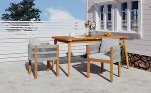 English Elm Christopher Knight Home® - Acacia Outdoor Dining Chairs Set of 2 with Rope Handles, Waterproof Washable Cushions, 400 lb Capacity Grey,Teak N779P279983G