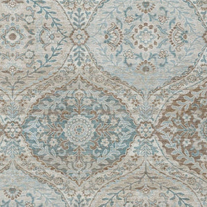 10 Ft X 14 Ft Ivory Brown Ogee Polyester Washable Rug for Indoor Outdoor Living