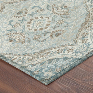 10 Ft X 14 Ft Ivory Brown Ogee Polyester Washable Rug for Indoor Outdoor Living