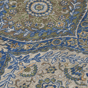 10 Ft X 14 Ft Navy Ogee Polyester Area Rug Washable Stain Resistant Indoor Outdoor