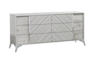 VIG Furniture Alexa Italian Modern Grey Dresser With High-Gloss Finish, 6 Soft-Close Drawers & Metal Legs, 61" VGACALEXA-DRS