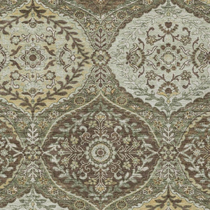9 X 12 Olive Geometric Ogee Polyester Area Rug Washable Stain Resistant Indoors Out