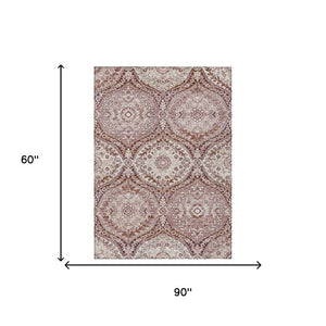 5x8 Washable Polyester Ogee Area Rug for Indoor Outdoor Patio Porch and Living Spaces