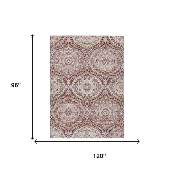 8 X 10 Ogee Washable Polyester Area Rug for Indoor Outdoor Patio Porch Use