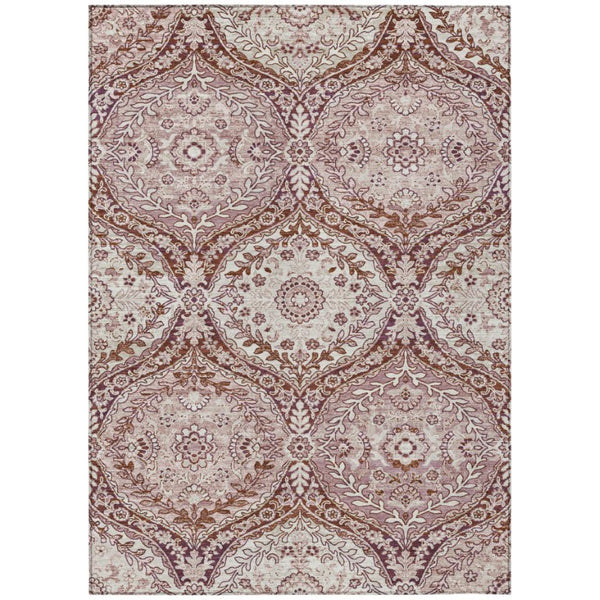 HomeRoots 10 X 14 Ogee Polyester Area Rug Washable Indoor Outdoor for Patio and Living Room 737031