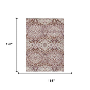 10 X 14 Ogee Polyester Area Rug Washable Indoor Outdoor for Patio and Living Room