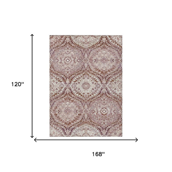 10 X 14 Ogee Polyester Area Rug Washable Indoor Outdoor for Patio and Living Room
