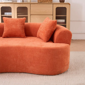 English Elm Crescent-shaped Cloud Sofa Three Seat Low Profile Chenille Living Room Curved Couch Orange W2012P375738