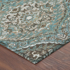 8 X 10 Teal Purple Ogee Polyester Area Rug Washable Stain Resistant Indoor Outdoor