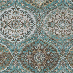 9 X 12 Teal Purple Ogee Polyester Area Rug Stain Resistant for Indoor Outdoor Use
