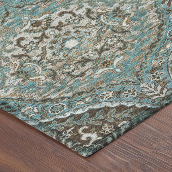 9 X 12 Teal Purple Ogee Polyester Area Rug Stain Resistant for Indoor Outdoor Use