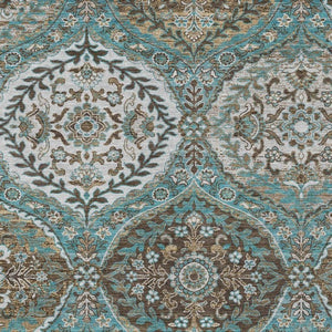 10 X 14 Ogee Teal Purple Washable Polyester Rug for Patio Porch or Living Room