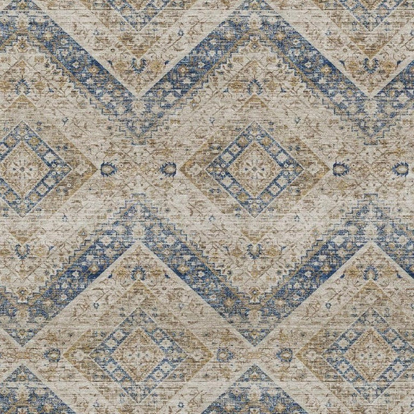 8x10 Beige Teal Tribal Polyester Area Rug Stain Resistant for Indoor Outdoor Use