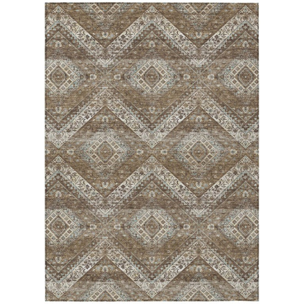 HomeRoots 10 Ft X 14 Ft Tribal Polyester Area Rug Stain Resistant for Indoor Outdoor Use 737049