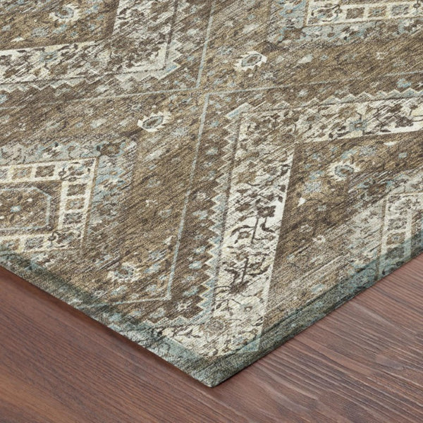 10 Ft X 14 Ft Tribal Polyester Area Rug Stain Resistant for Indoor Outdoor Use