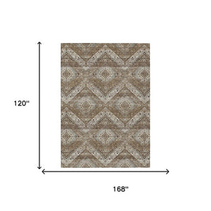 10 Ft X 14 Ft Tribal Polyester Area Rug Stain Resistant for Indoor Outdoor Use