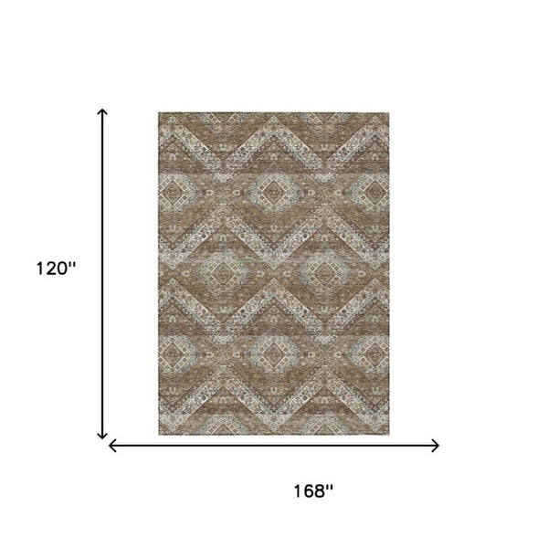 10 Ft X 14 Ft Tribal Polyester Area Rug Stain Resistant for Indoor Outdoor Use