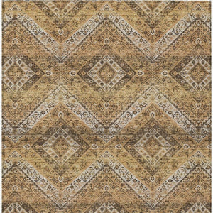 5x8 Copper Khaki Tribal Polyester Area Rug Washable Stain Resistant Indoor Outdoor