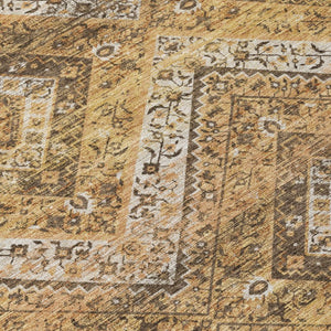 9 X 12 Copper Khaki Tribal Polyester Area Rug Stain Resistant for Patio or Living Room
