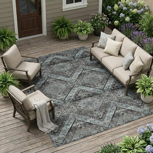 8 Ft X 10 Ft Tribal Polyester Area Rug Washable Stain Resistant Indoor Outdoor Use