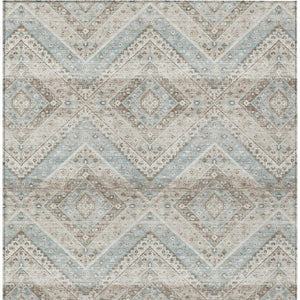 10 Ft X 14 Ft Ivory Beige Tribal Polyester Area Rug Washable for Patio or Living Room