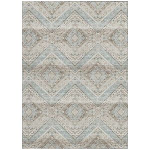 10 Ft X 14 Ft Ivory Beige Tribal Polyester Area Rug Washable for Patio or Living Room