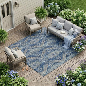 8x10 Tribal Polyester Area Rug Washable Stain Resistant for Indoor Outdoor Use