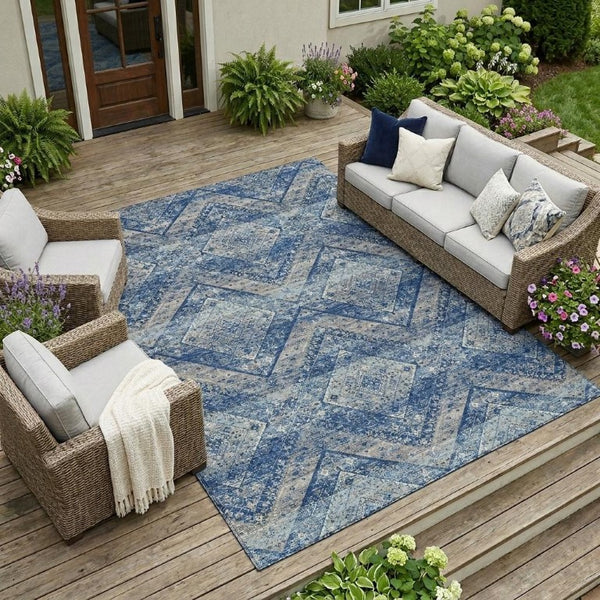 9x12 Tribal Polyester Area Rug Washable Stain Resistant Indoor Outdoor Patio Use