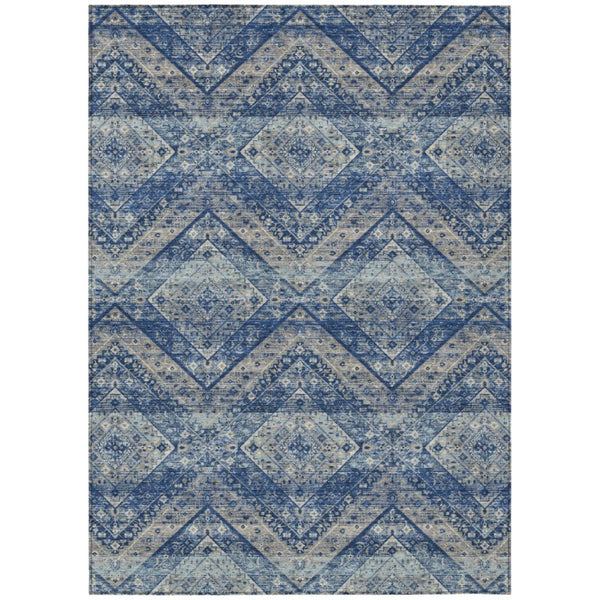 HomeRoots 9x12 Tribal Polyester Area Rug Washable Stain Resistant Indoor Outdoor Patio Use 737072