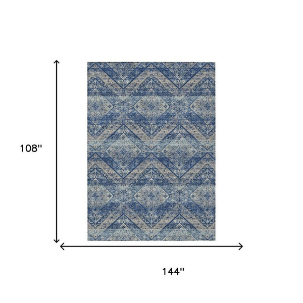 9x12 Tribal Polyester Area Rug Washable Stain Resistant Indoor Outdoor Patio Use