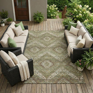 9 X 12 Tribal Polyester Area Rug Stain Resistant Washable for Indoor Outdoor Use