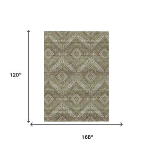 10 X 14 Tribal Polyester Indoor Outdoor Rug Stain Resistant Washable Patio Accent